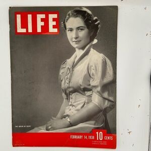 Vintage LIFE Magazine Cover - February 1938 Queen Farida of Egypt